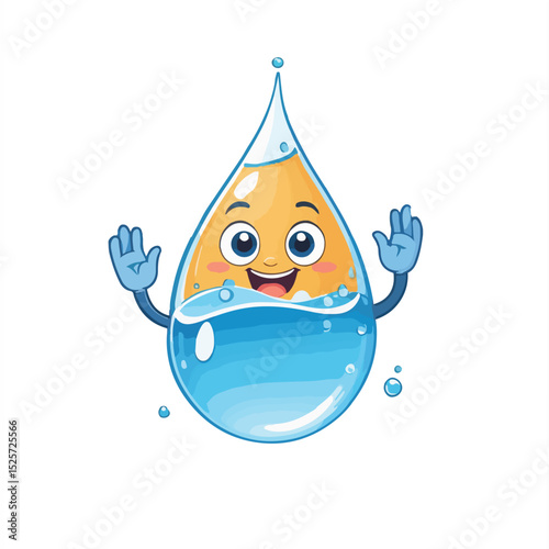 Water Droplet with Eyes and Arms