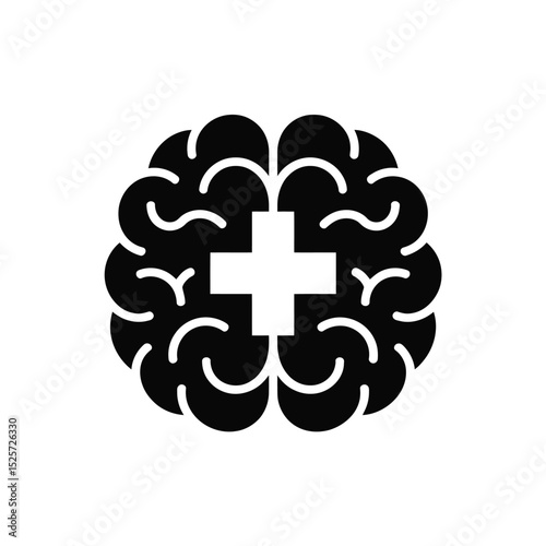 Brain with Plus Sign Mental Health Icon
