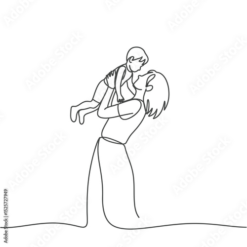 Mother and Child One Line Drawing