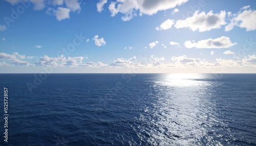 Wide ocean view, bright sky