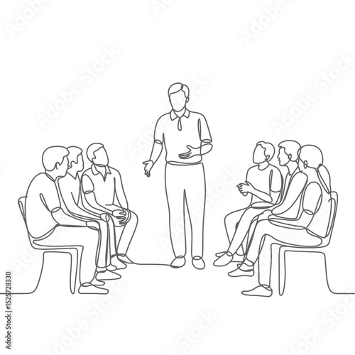 Group Meeting One Line Drawing