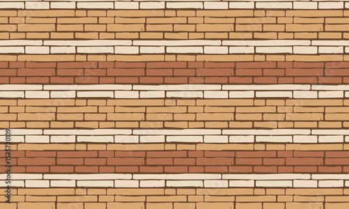 Layered or banded brick wall seamless pattern with decorative stripes
