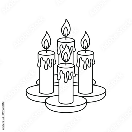 Four Lit Candles on Holders
