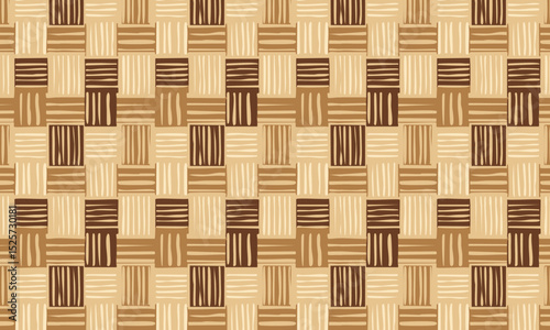 Modern woven bamboo or striped wood seamless pattern