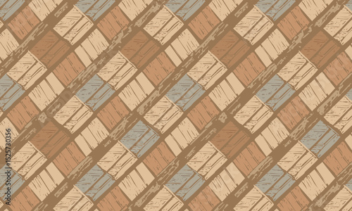 Rustic diagonal plaid or harlequin seamless pattern