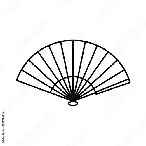 Simple Line Art of a Traditional Fan