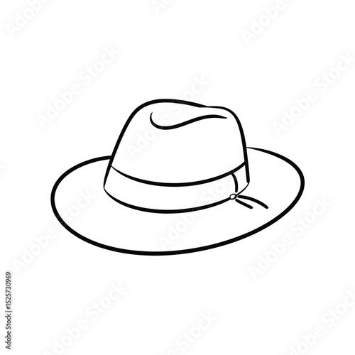 Simple Line Art Fedora Hat Illustration