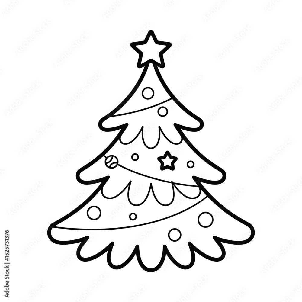 Fototapeta premium Cute Christmas Tree Coloring Page