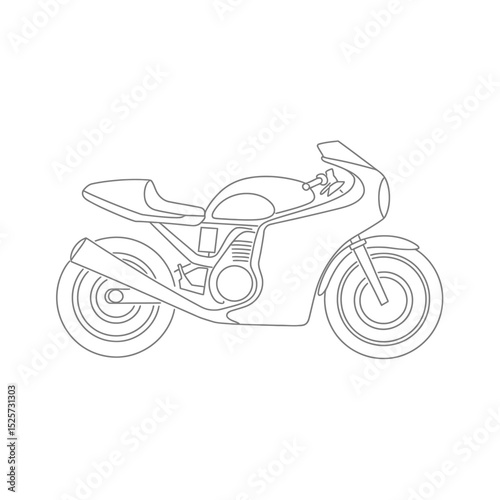 Line Art Illustration of a Classic Motorcycle