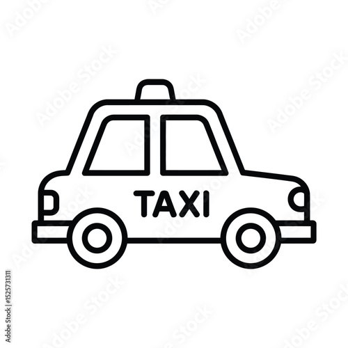 Simple Line Art Taxi Car Illustration