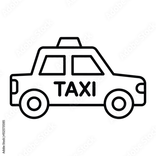 Simple Line Art Taxi Illustration