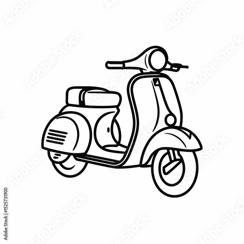 Vintage Scooter Line Art Illustration