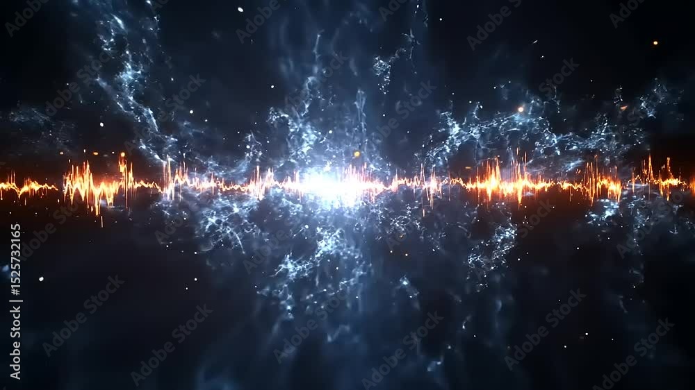 Abstract cosmic audio visualization and glowing energy waves background video
