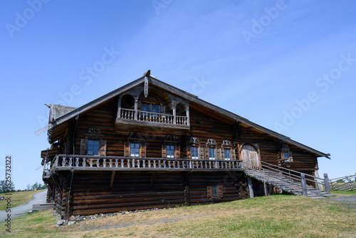 Historical wooden house built by merchant in the second half of the 19th century on Kizhi Island in Karelia
