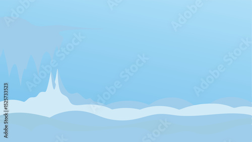 Abstract winter landscape illustration with snow and blue gradients on transparent background