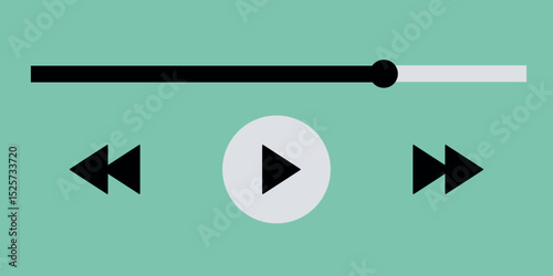 Template video player for web and mobile apps. Modern multimedia playback application. Audio player control panel, media music player.