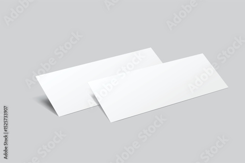 3D Realistic empty gift voucher card mockup isolated on background. Blank template for presentation discount, plastic coupon, train, movie, raffle, carnival, concert, festival, flyer or event ticket