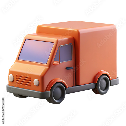 A charming orange delivery truck ready to bring happiness on its route on transparent background