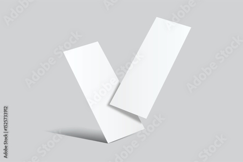 3D Realistic empty gift voucher card mockup isolated on background. Blank template for presentation discount, plastic coupon, train, movie, raffle, carnival, concert, festival, flyer or event ticket