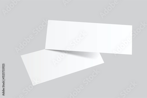 3D Realistic empty gift voucher card mockup isolated on background. Blank template for presentation discount, plastic coupon, train, movie, raffle, carnival, concert, festival, flyer or event ticket