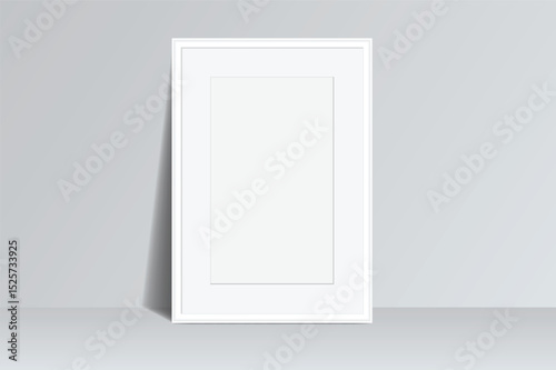 Realistic blank plastic frame photo mockup. Empty rectangular picture frame template isolated on transparent background. Vector mockup for picture, painting, poster, photographs or art gallery