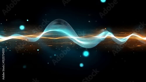 Abstract Digital Waveform Background with Glowing Particles and Data Visualization