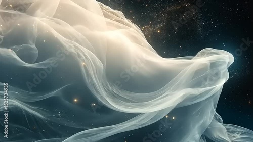 Abstract ethereal waves flowing seamlessly in a dreamlike celestial space landscape