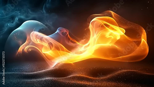 Abstract fire and ice animation with dynamic particle effects and flowing energy waves