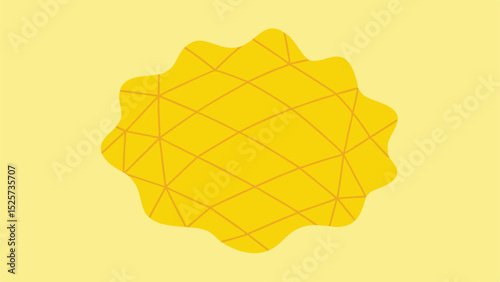 Abstract yellow illustration featuring wavy shape with intersecting lines on neutral background