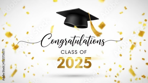 Elegant congratulations celebration animation for class of 2025 graduation ceremony