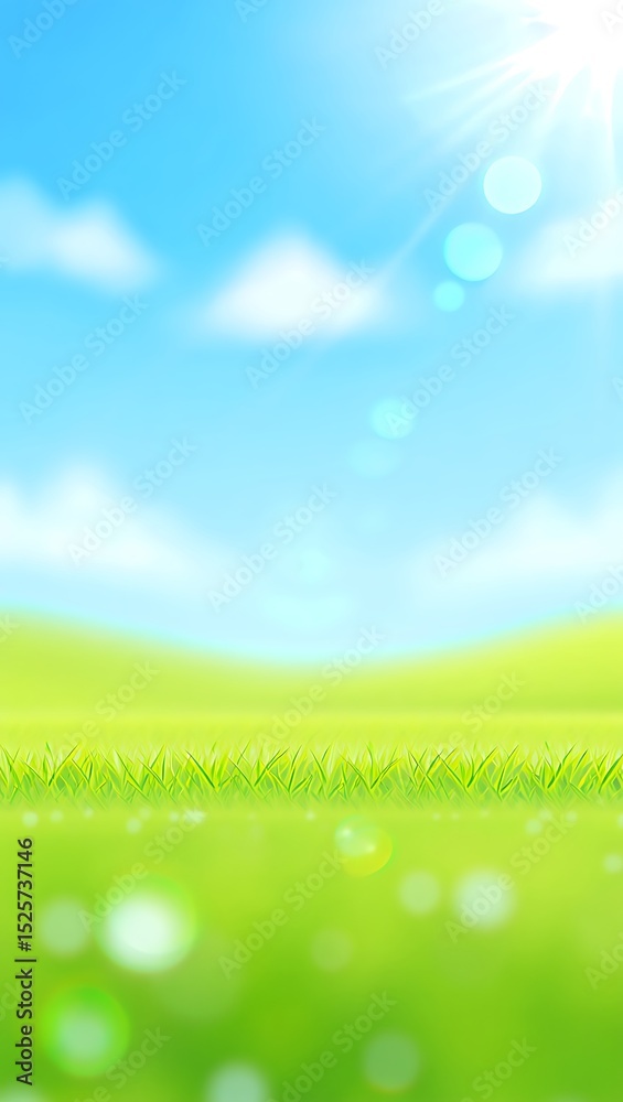 Vibrant Green Meadow, Sunny Sky, Lush Grass, Peaceful Landscape, Nature's Serenity A Breathtaking View Vibrant Green Meadow, Sunny Sky, Lush Grass, Peaceful Landscape, Nature's Serenity A Breathtaking View