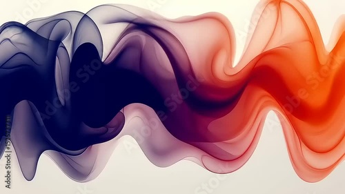 Abstract Fluid Art Animation with Dynamic Orange and Dark Blue Waves Gradient Effect