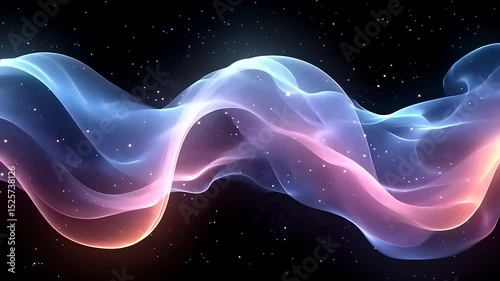 Abstract fluid smoke design with light trails animation on black background