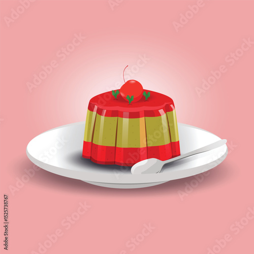 Red jelly with cherry design illustration