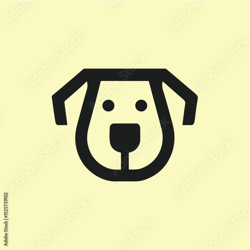 Stylized Dog Face Minimalist Logo Design on yellow Background.eps