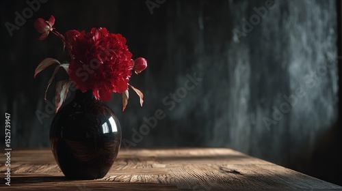 Empty dark abstract cement wall and studio room with smoke float up interior texture for display products wall background, Generative Ai