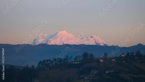 Golden Sunset over the Antisana Volcano in Quito, Ecuador.