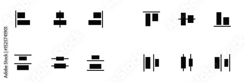Object Alignment and Distribution Icons Set – Vector UI Tools for Layout Design