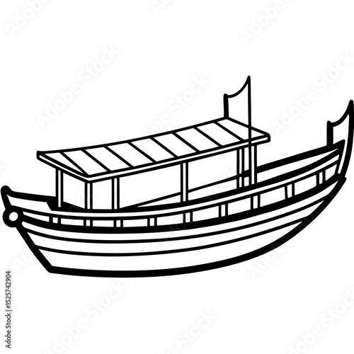 Minimal Sampan Vector on White Background