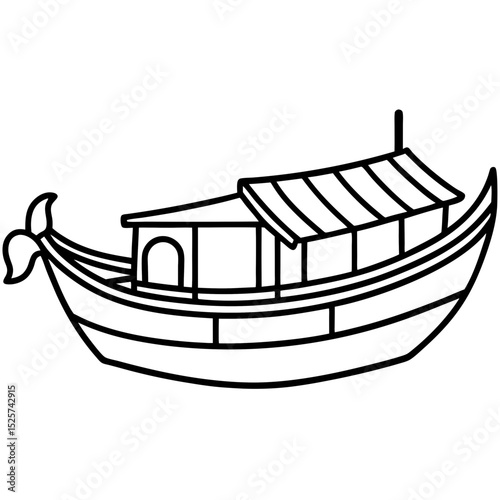 Minimal Sampan Vector on White Background