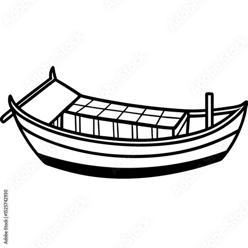 Minimal Sampan Vector on White Background
