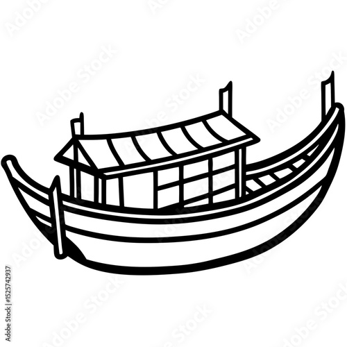 Minimal Sampan Vector on White Background