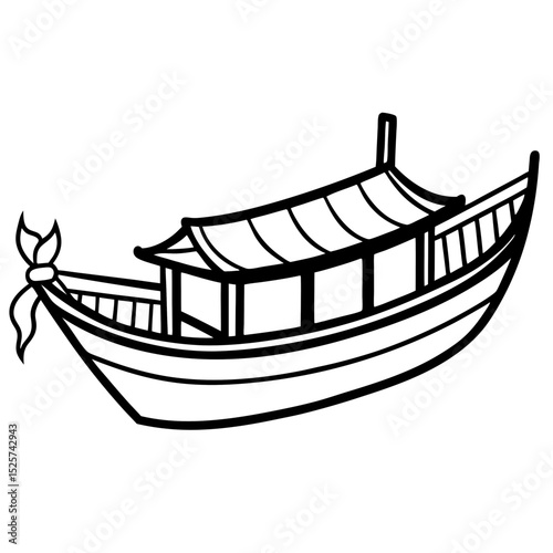 Minimal Sampan Vector on White Background
