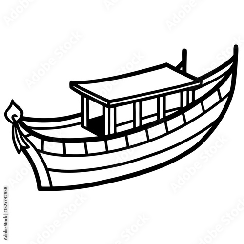 Minimal Sampan Vector on White Background