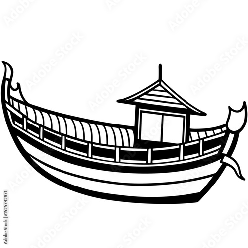 Minimal Sampan Vector on White Background