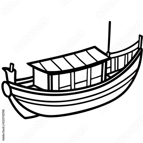 Minimal Sampan Vector on White Background