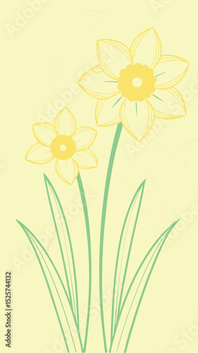 Elegant spring illustration of daffodils in bloom with transparent background
