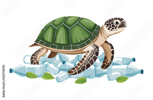 Sea Turtle and Plastic Trash