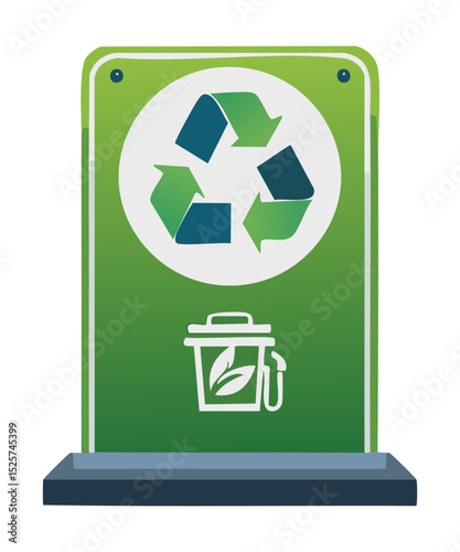 Green Recycle Trash Can Sign Illustration