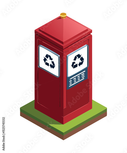Red Recycling Station Waste Separation